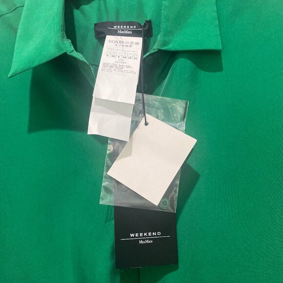 Max Mara - 100% Silk shirt, Emerald Green, Size 6 US - Picture 2 of 9